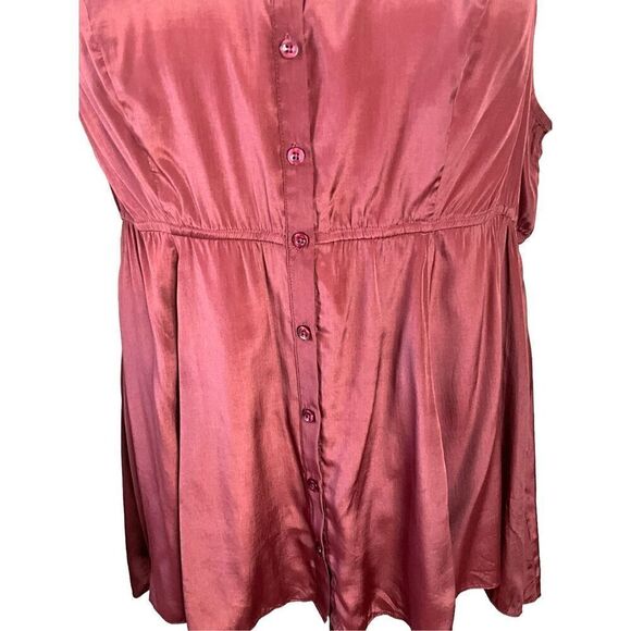 Torrid Womens 3X Button Front Blouse Copper Sleeveless Elastic Waist Collared - Picture 4 of 12